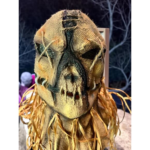Scarecrow Burlap Halloween Mask-Distressed Horror Cosplay Prop-Raffia-Creepy - Picture 3 of 9